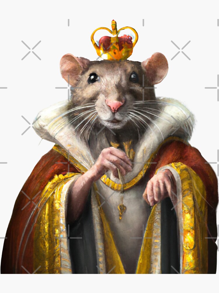 Rat King Wearing a Medieval Robe and Royal Crown in Renaissance Portrait  Digital Art | Sticker