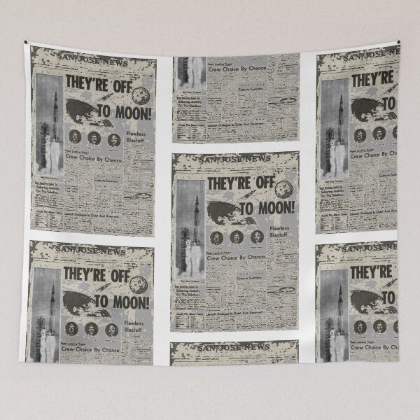 Item preview, They're Going to the Moon - newpaper headline. designed and sold by timothybeighton.
