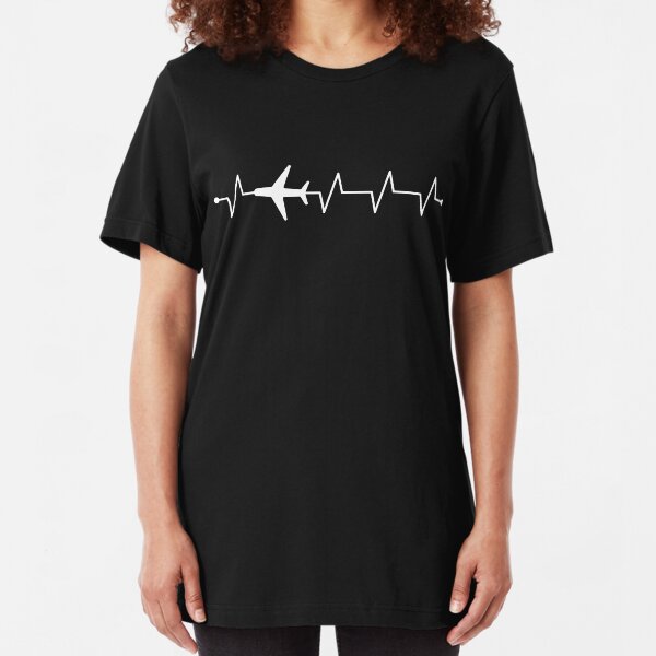Airplane Pilot Heartbeat Slim Fit T-Shirt