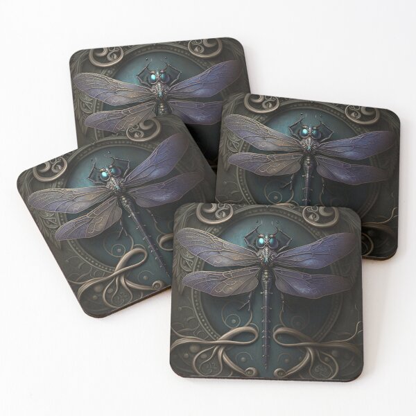 Item preview, Gothic Ornate Dragonfly in Hues of Cobalt Blue & Gold designed and sold by Dragonstrom.