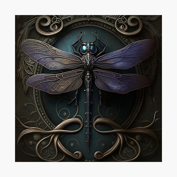 Item preview, Gothic Ornate Dragonfly in Hues of Cobalt Blue & Gold designed and sold by Dragonstrom.