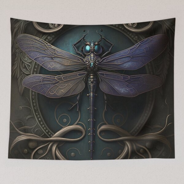 Item preview, Gothic Ornate Dragonfly in Hues of Cobalt Blue & Gold designed and sold by Dragonstrom.