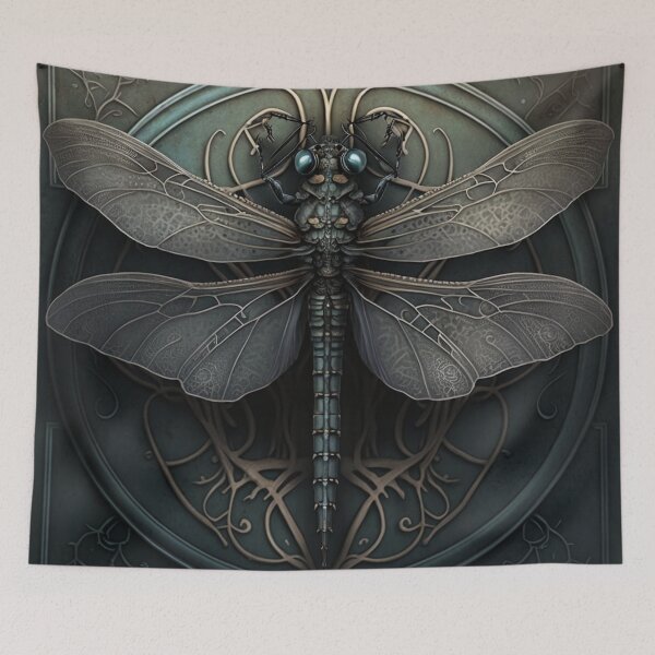 Item preview, Gothic Ornate Dragonfly in Hues of Blue & Gray designed and sold by Dragonstrom.