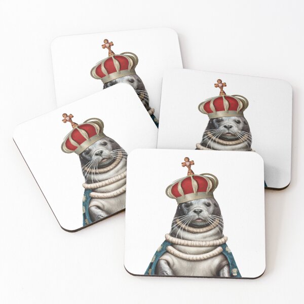 Item preview, Seal Wearing Medieval Coat and Crown in Renaissance Style Portrait Digital Art designed and sold by SourBunnyshop.