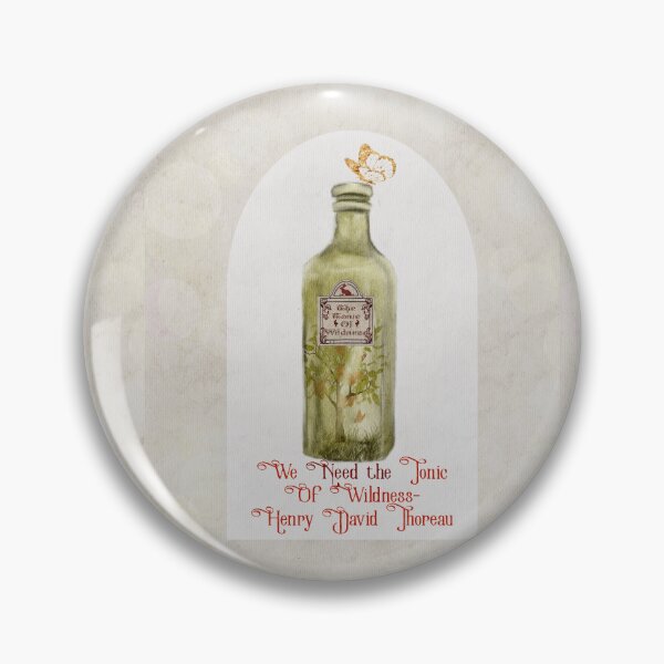 Item preview, Henry David Throreau Nature Quote Gold Butterfly Green Vintage Bottle designed and sold by Monica Laipple.