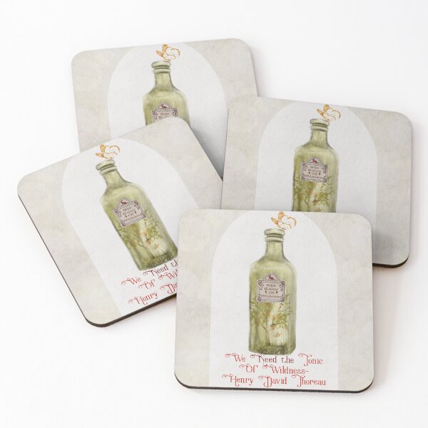 Item preview, Henry David Throreau Nature Quote Gold Butterfly Green Vintage Bottle designed and sold by Monica Laipple.