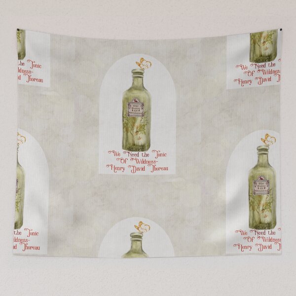 Item preview, Henry David Throreau Nature Quote Gold Butterfly Green Vintage Bottle designed and sold by Monica Laipple.