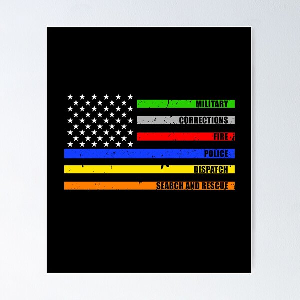US Flag with Security, Armed Forces, Corrections, Law Enforcement