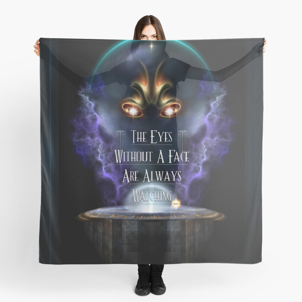 Eyes Without A Face Typography Fractal Art by Xzendor7 Ladies Scarf