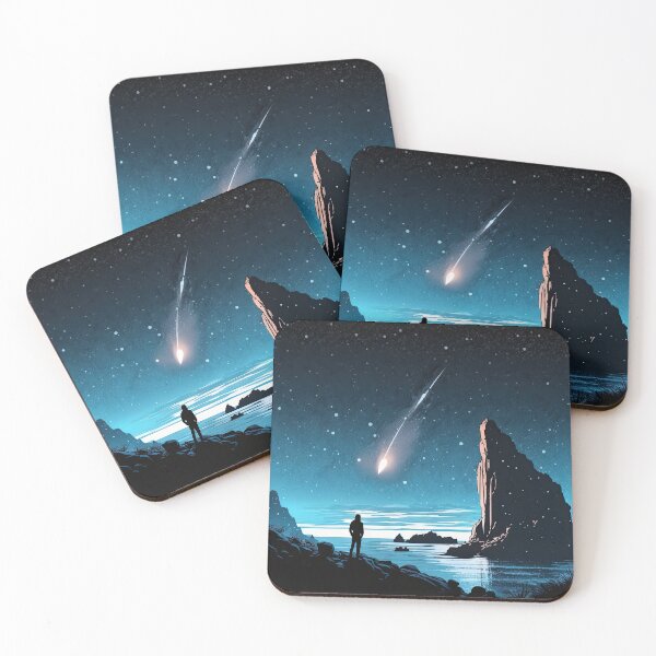 Item preview, Hombre experimentando una lluvia de meteoritos en las montañas por IA generativa designed and sold by aicanfeel.