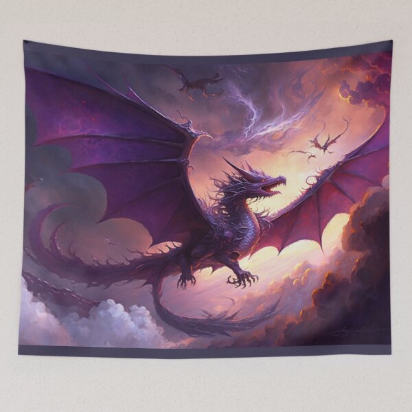 Item preview, Purple Dragon Flight - Epic Fantasy Art designed and sold by FantasyFusion.