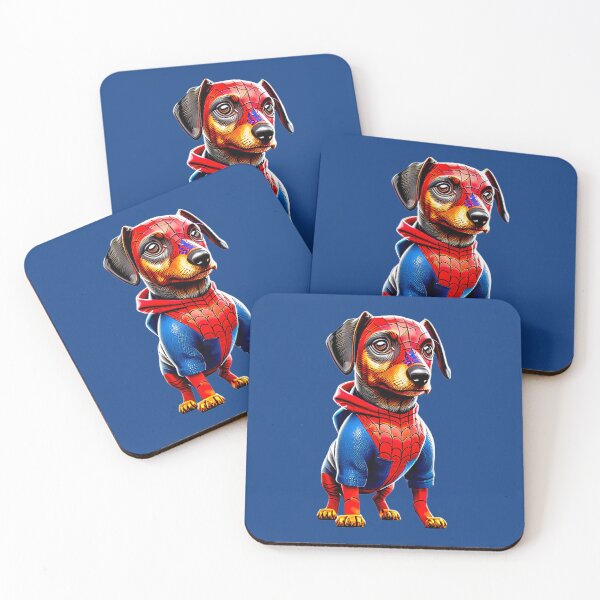 Item preview, Canine Crusader: Dachshund in Webbed Superhero Suit Tee designed and sold by Pawsitive Palette.