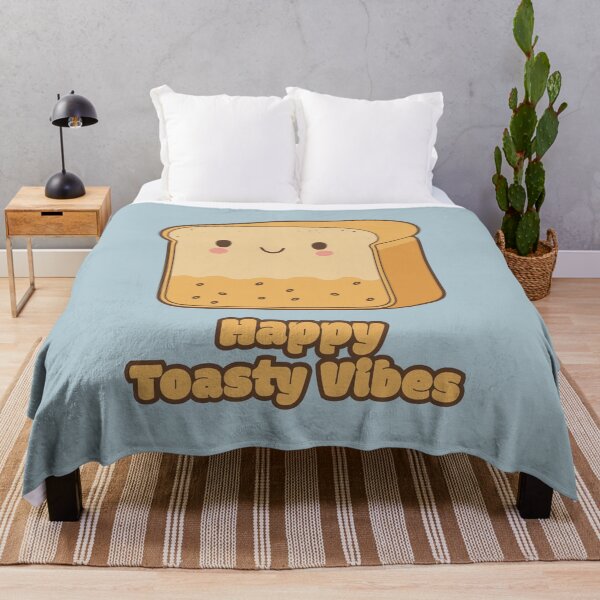 Item preview, Happy Toasty Vibes - cute kawaii satisfied piece of bread designed and sold by RoboRaphael.