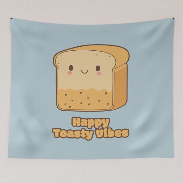 Item preview, Happy Toasty Vibes - cute kawaii satisfied piece of bread designed and sold by RoboRaphael.