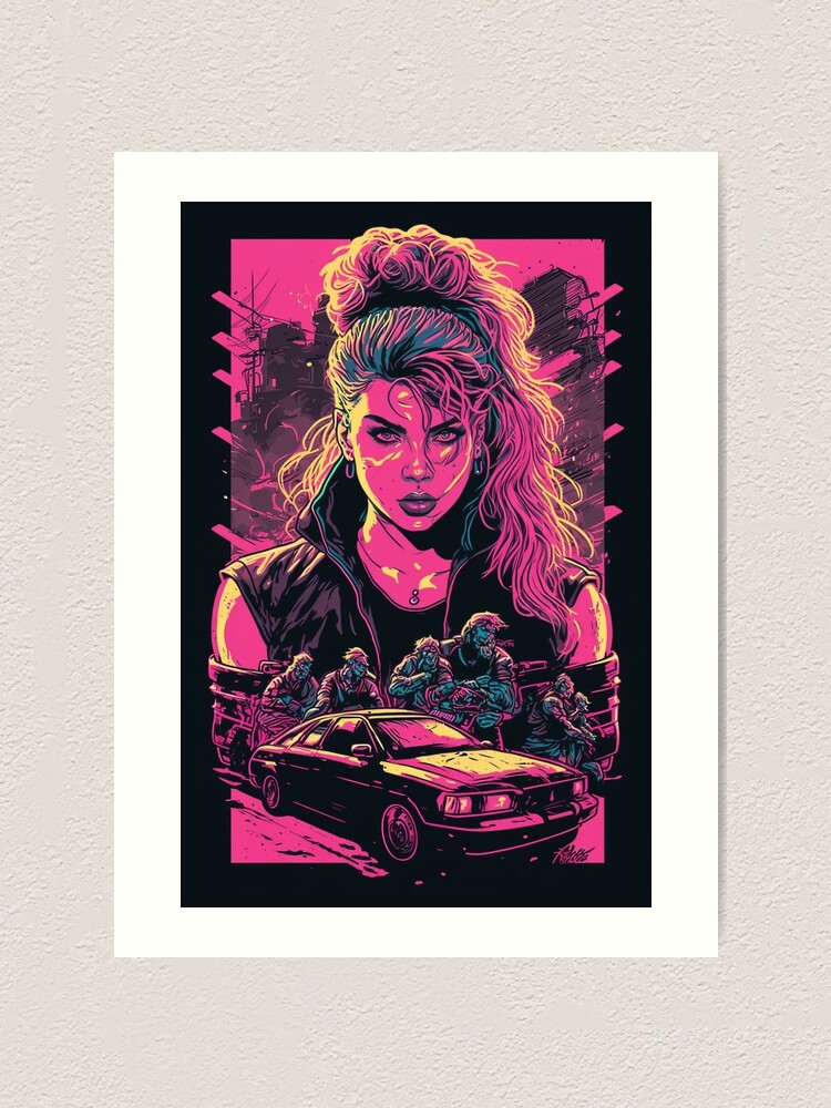 80s Synthwave cyberpunk Street Gang Girl