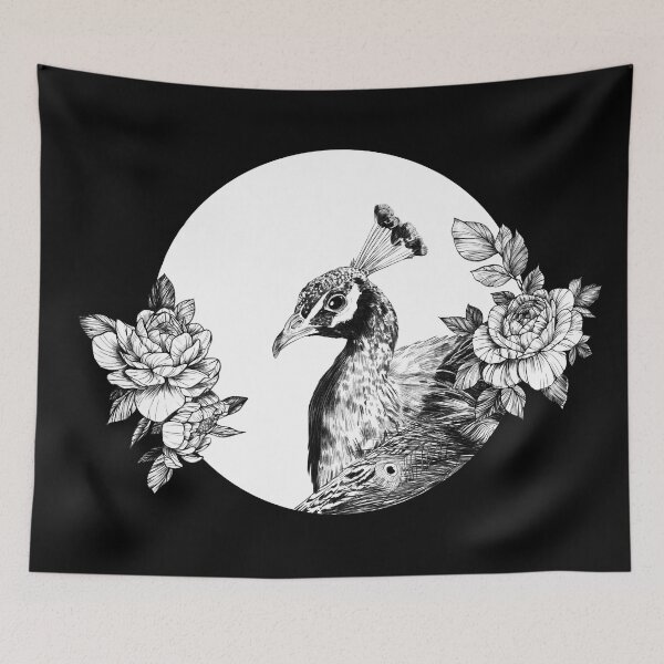 Item preview, Cute Peacock and Beautiful Peonies designed and sold by RenaM-Art.