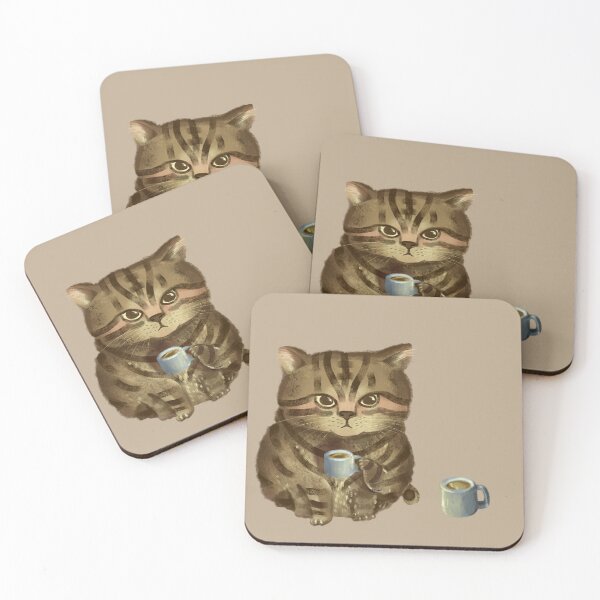 Item preview, Cat drinking coffee designed and sold by pikillustration.