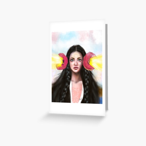 Girl and Flowers Greeting Card