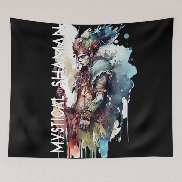 Item preview, Mystical Shaman Watercolor Art Magical Shamanic Powers designed and sold by WhitePinesVale.
