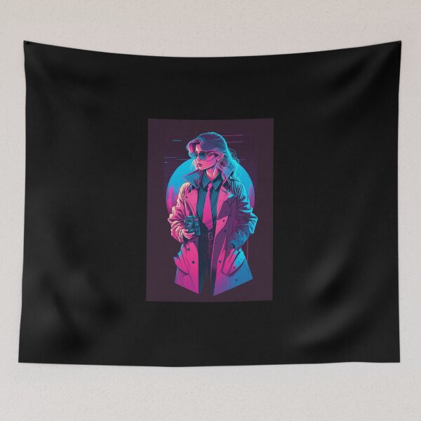 Item preview, 80s Synthwave cyberpunk Noir Detective Girl designed and sold by RESToRAPTOR.