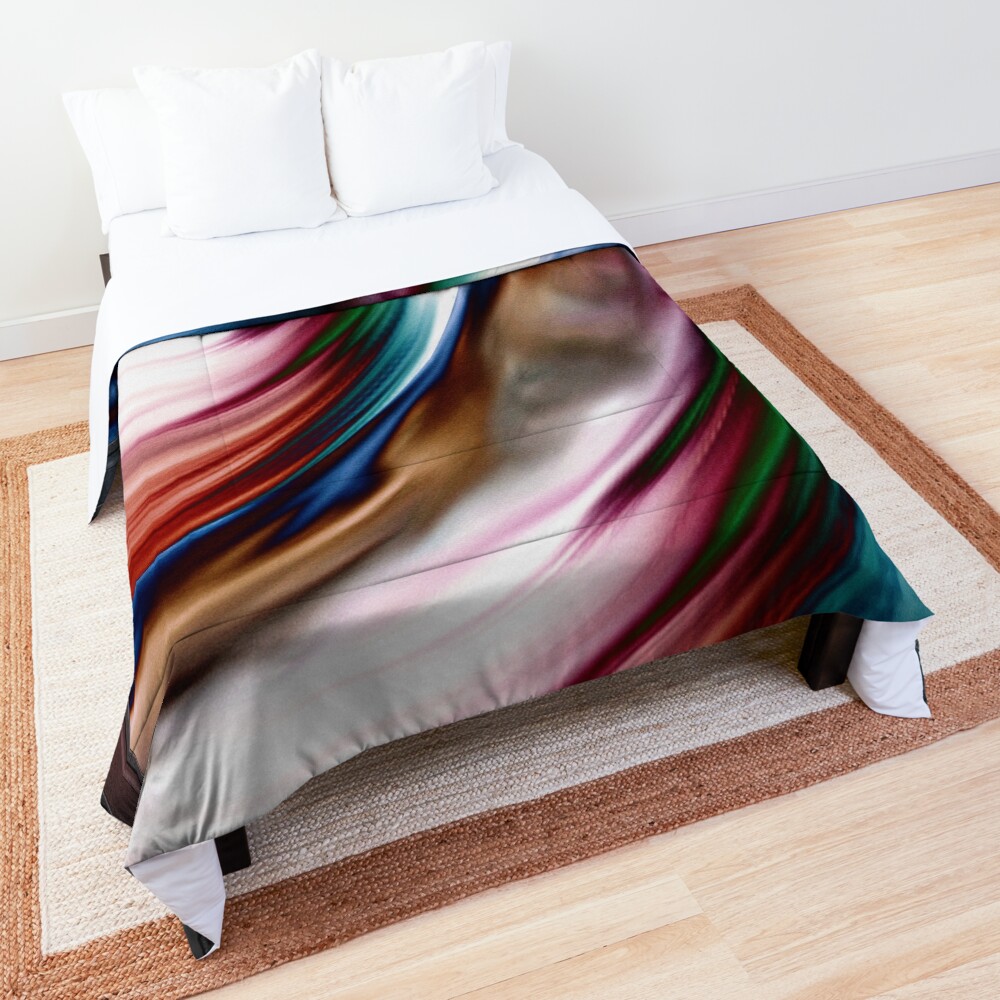 Whirlwind Rainbow Golden Snow Digital Art by Xzendor7 Comforter