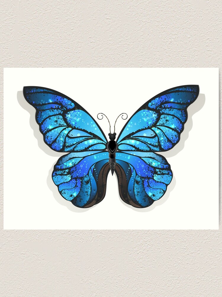 Gift For Her Blue Butterfly Print Blue Morpho Butterfly Butterfly Artwork Insect Print Blue Wall Art Butterfly Gifts Butterfly Print