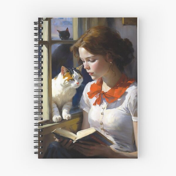 Item preview, Reading a book for a cat, vintage art designed and sold by Lonesomefolk.