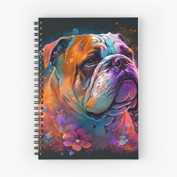 Item preview, English Bulldog stardust floral portrait designed and sold by HookedOnDogz.