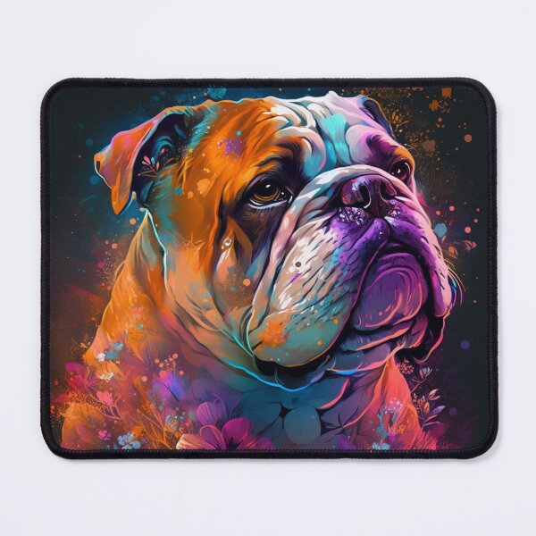Item preview, English Bulldog stardust floral portrait designed and sold by HookedOnDogz.