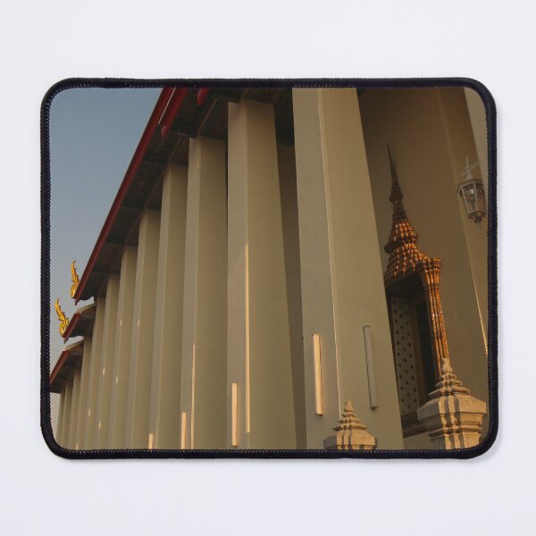 Item preview, Part view from Phra Ubosot Buddha hall in low angle view with white columns. designed and sold by kall3bu.