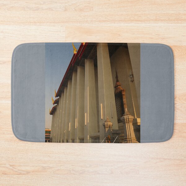 Item preview, Part view from Phra Ubosot Buddha hall in low angle view with white columns. designed and sold by kall3bu.