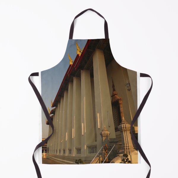Item preview, Part view from Phra Ubosot Buddha hall in low angle view with white columns. designed and sold by kall3bu.