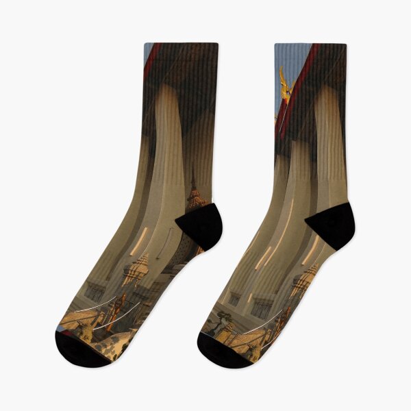 Item preview, Part view from Phra Ubosot Buddha hall in low angle view with white columns. designed and sold by kall3bu.