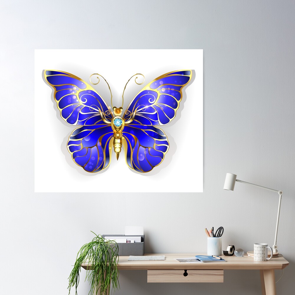 Sapphire Butterfly ( Blue Butterfly ) Poster for Sale by Blackmoon9