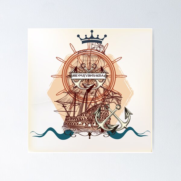 Item preview, sic-parvis-magna nautical design designed and sold by Yanganima.