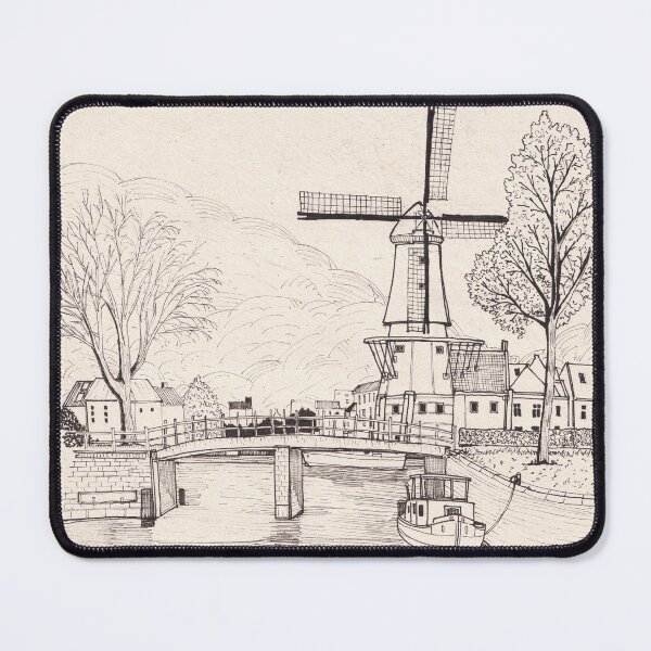 Item preview, De Adriaan Windmill Haarlem Netherlands Pen Ink Travel Art designed and sold by Wall-Art-Sketch.