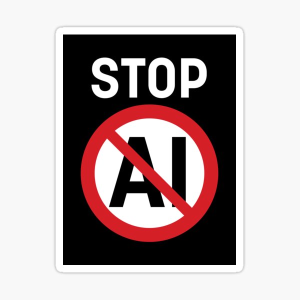 Item preview, Stop AI / Anti-AI Symbol / Ban Artificial Intelligence (On Black) designed and sold by STUDIO-72.