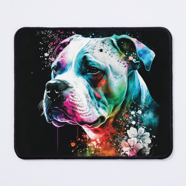 Item preview, American Bulldog stardust floral portrait designed and sold by HookedOnDogz.