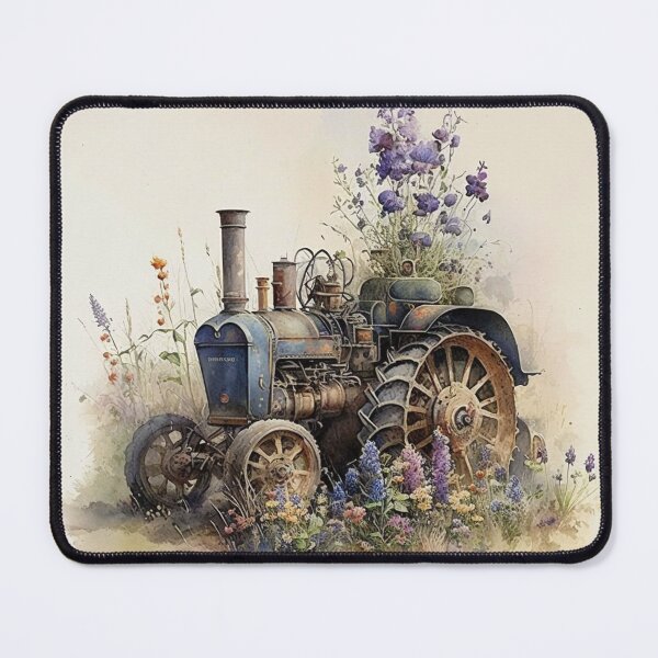 Item preview, Tractor among blooming flowers in the field. designed and sold by Vlad-Nik001.