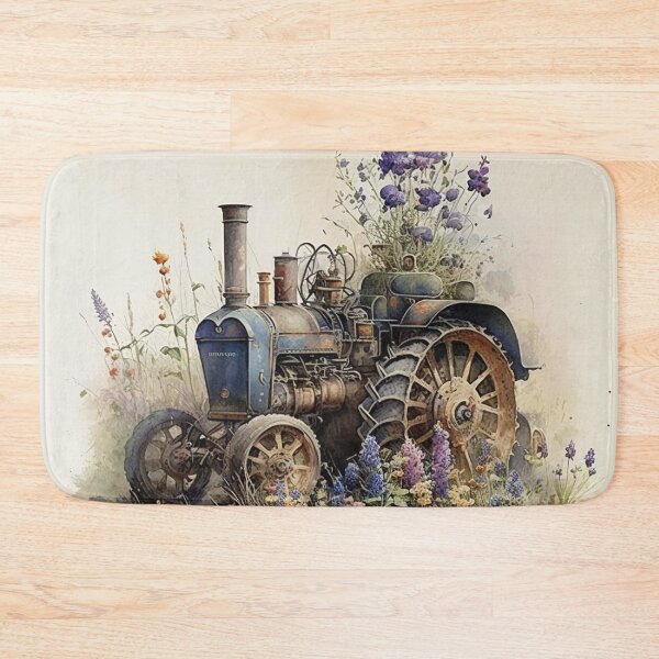 Item preview, Tractor among blooming flowers in the field. designed and sold by Vlad-Nik001.