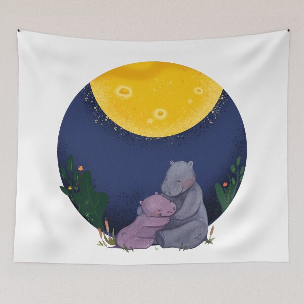Item preview, Moongazing hippos designed and sold by CreativeStrand.