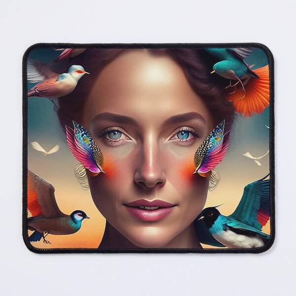 Item preview, Floral Dreams: Vibrant Colorful Woman Portrait with Flowers and Birds designed and sold by artmanikin.