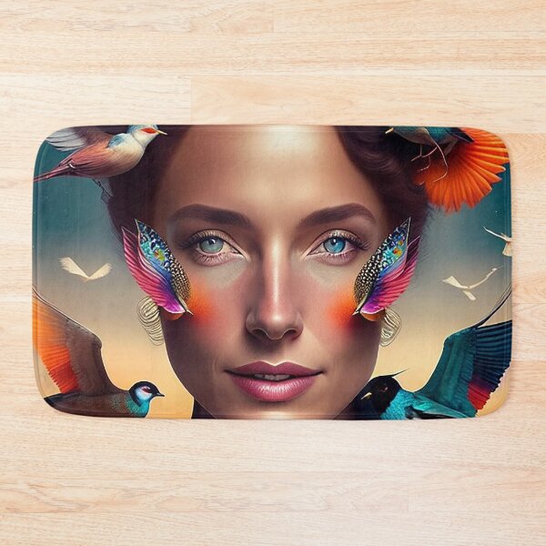 Item preview, Floral Dreams: Vibrant Colorful Woman Portrait with Flowers and Birds designed and sold by artmanikin.