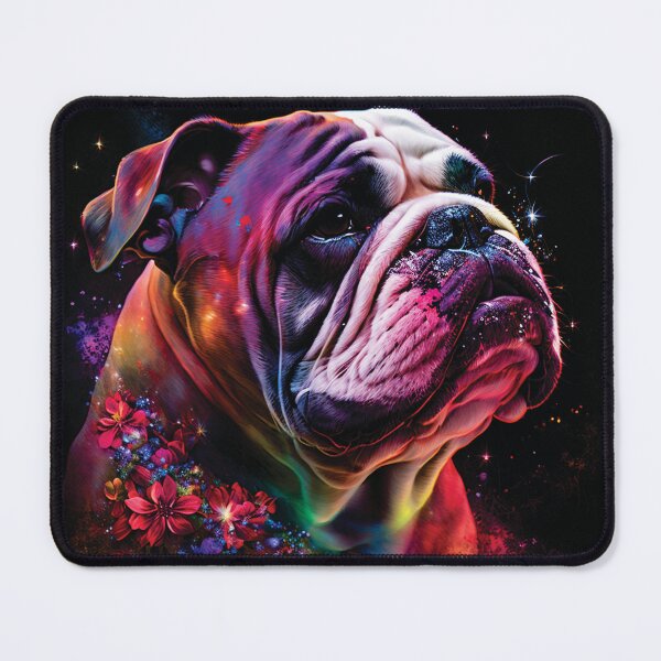 Item preview, Australian Bulldog stardust floral portrait designed and sold by HookedOnDogz.