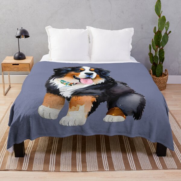 Item preview, Cute Chubby Goofy Bernese Mountain Dog - Funny Cartoon Dog Watercolor Art 2 designed and sold by Cawaiico.