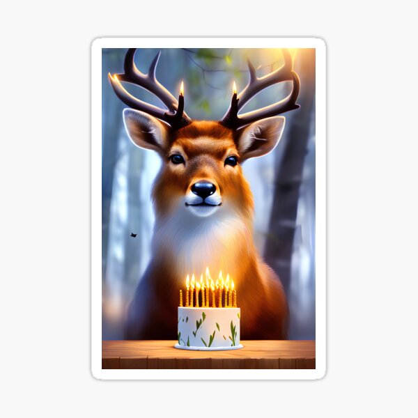 Item preview, A deer with a birthday cake designed and sold by akwl-design.