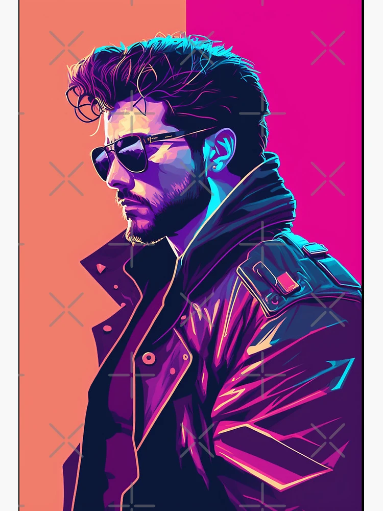 80s Synthwave cyberpunk Stylish man
