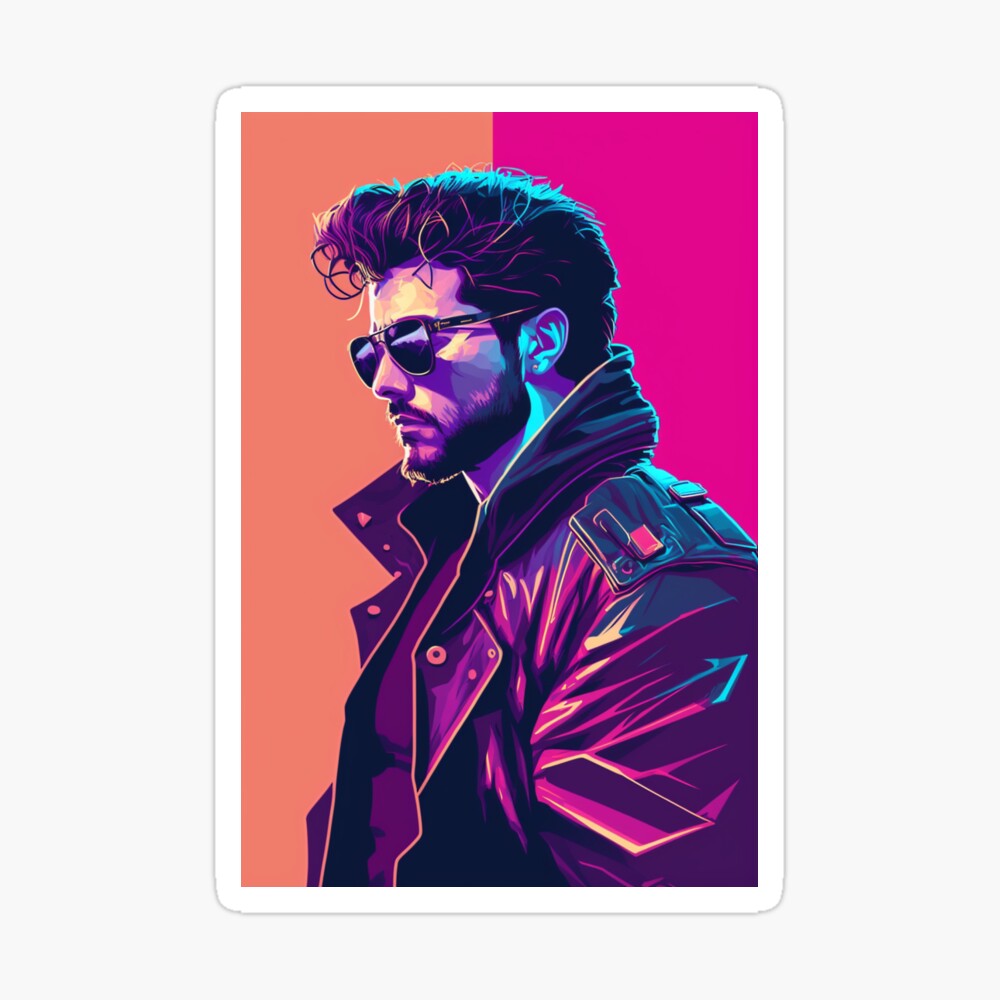 80s Synthwave cyberpunk Stylish man