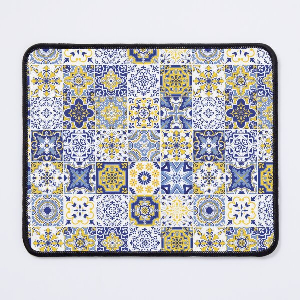 Item preview, Copy of Moroccan Blue, Yellow , White Tiles Pattern Illustration,Circle Floral, Mediterranean Style designed and sold by Dazzline Designs.