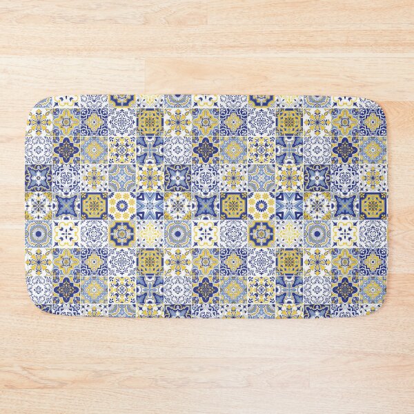 Item preview, Copy of Moroccan Blue, Yellow , White Tiles Pattern Illustration,Circle Floral, Mediterranean Style designed and sold by Dazzline Designs.